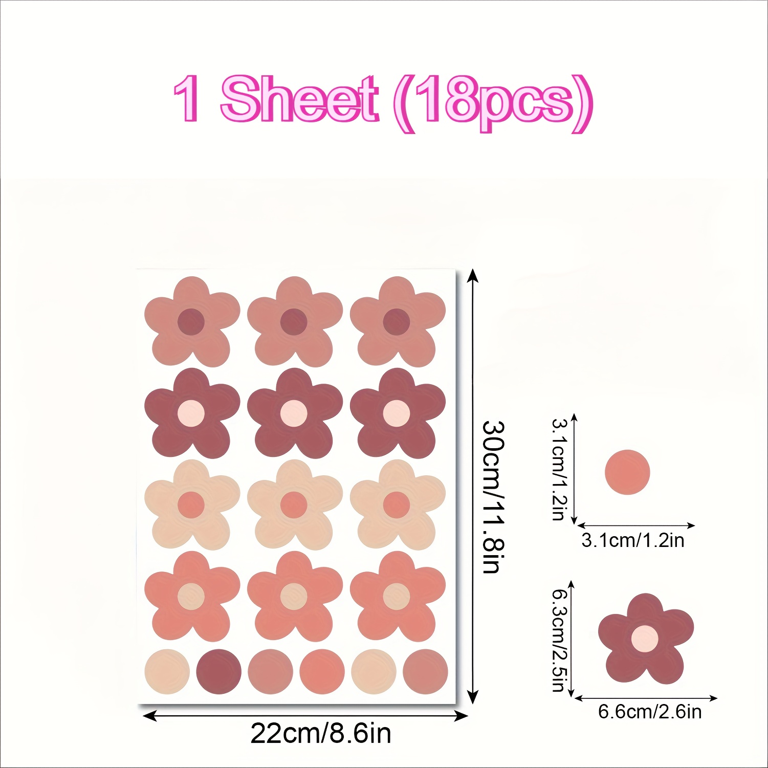 1 Sheet (18pcs) / 4sheets (72pcs),daisy Wall Stickers Bohemian Refrigerator/glass/room Decoration Wall Stickers Self-adhesive