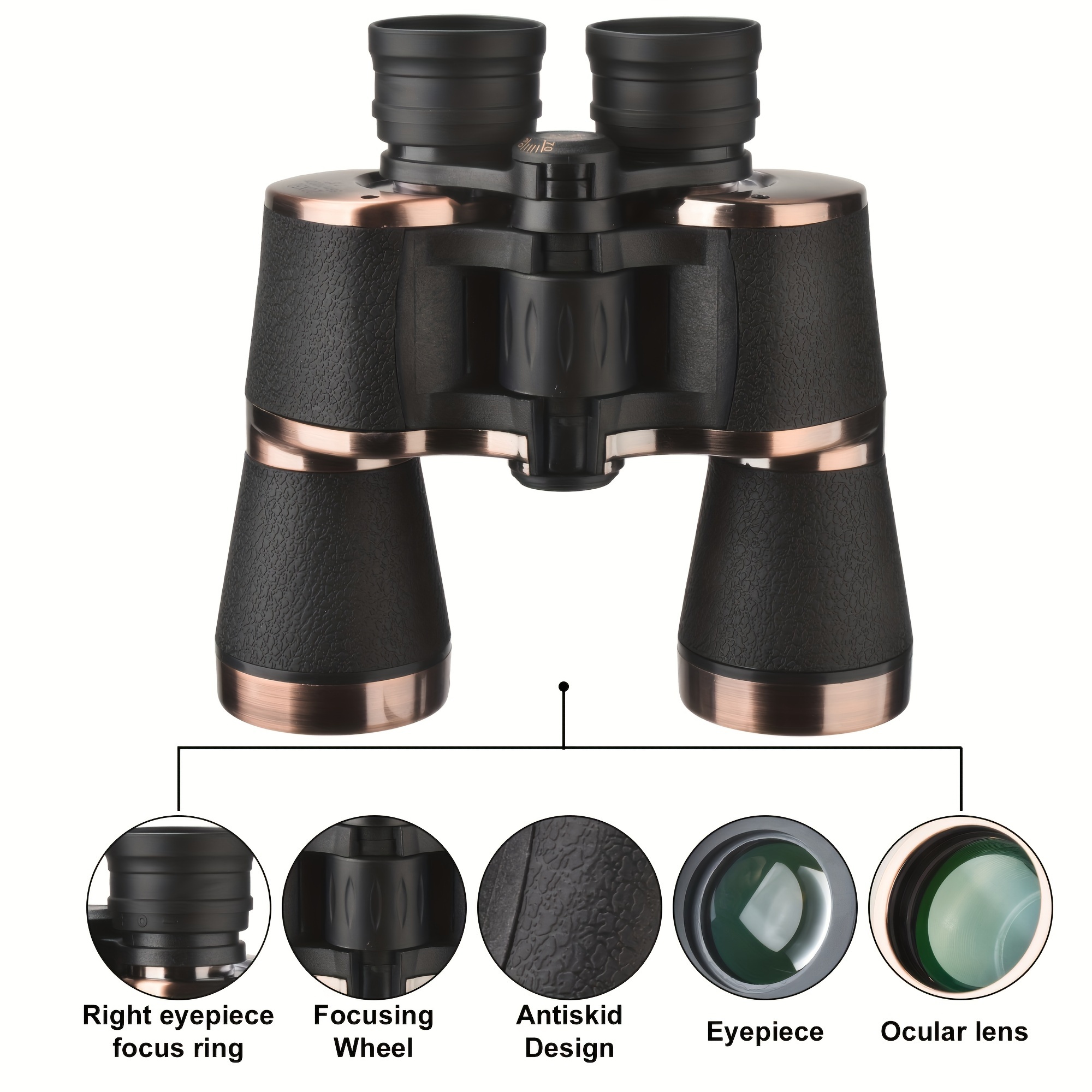 professional binoculars for birdwatching outdoor sports games and   10x optical   lens   abs material black non waterproof 50mm   lens diameter hunting shooting   scope 1pc details 0