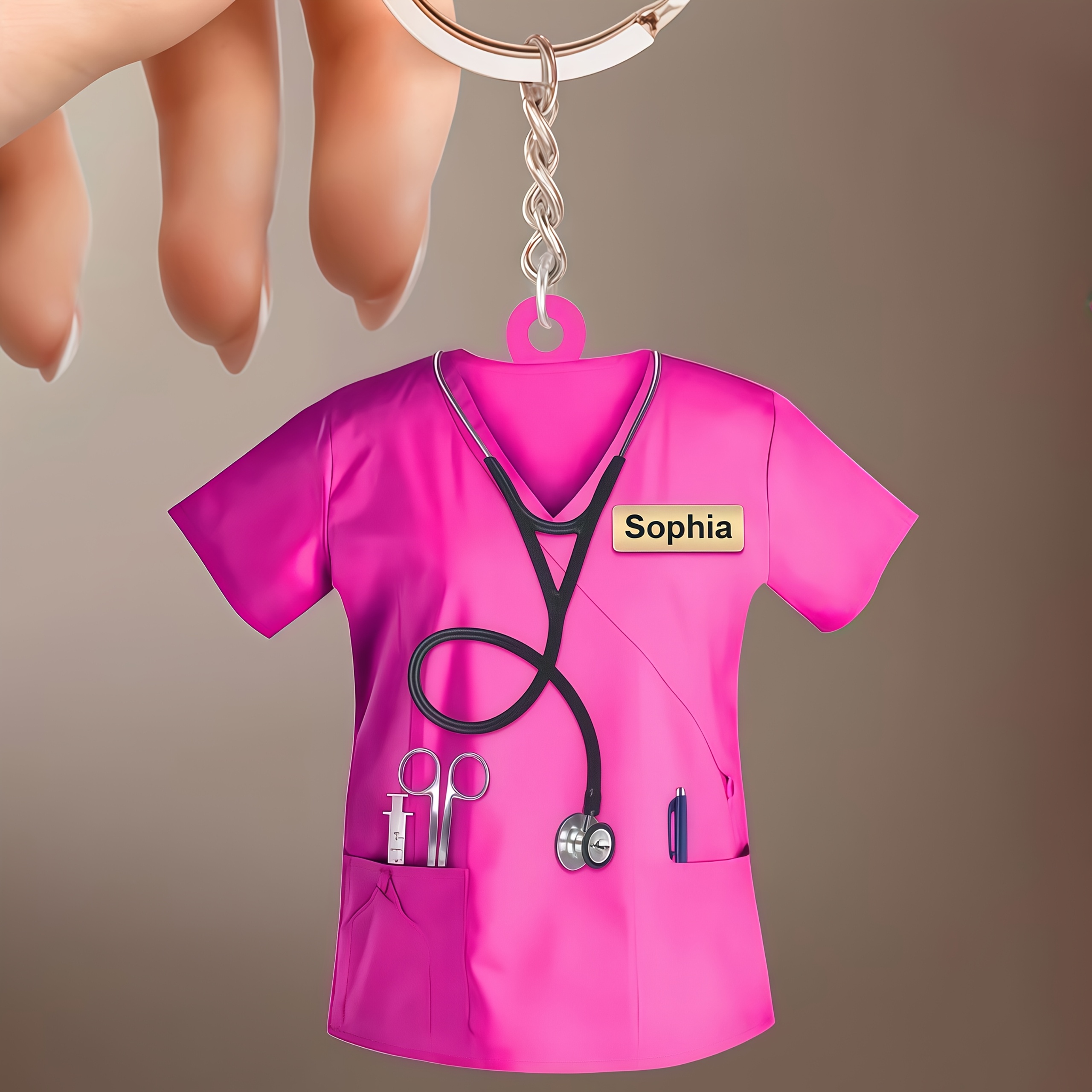 TEMU [2d Flat] 1pc Custom Name Nurse Uniform Acrylic Keychain, Personalized Nurse Student Gift, Thank You Gift From Nurses, Doctors And , Nursing