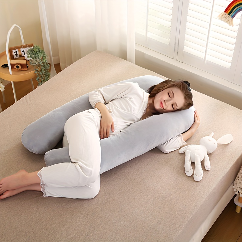 Pregnancy Pillow with Lumbar Support, Side Sleeping Pillow, Belly Support, Specialized Tool for Side Sleeping, U-Shaped Body Pillow, Leg Wedge Pillow for Pregnancy, New Crystal Velvet YG2348 U-Shaped Pregnancy Pillow, Side Sleeping Belly Support