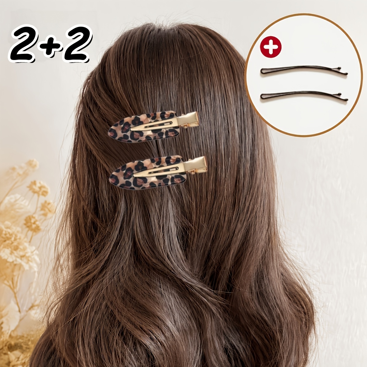 TEMU (2 Fermagli a pinza + 2 Fermagli per capelli) Fermagli a d'anatra da donna con stampa leopardata color caff癡, Fermagli per capelli semplici ed