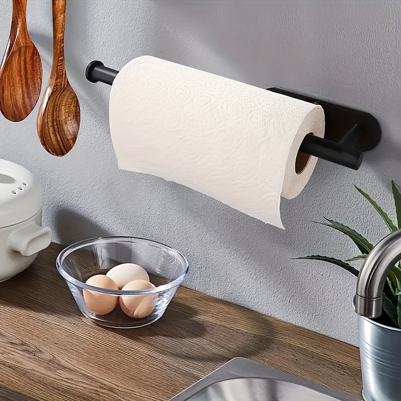 

1pc Paper Towel Holder, Household Wall-mounted Roll Paper Storage Organizer, Stainless Steel Self-adhesive Paper Towel Holder, For Kitchen And Bathroom, Home Organizers And Storage, Home Accessories