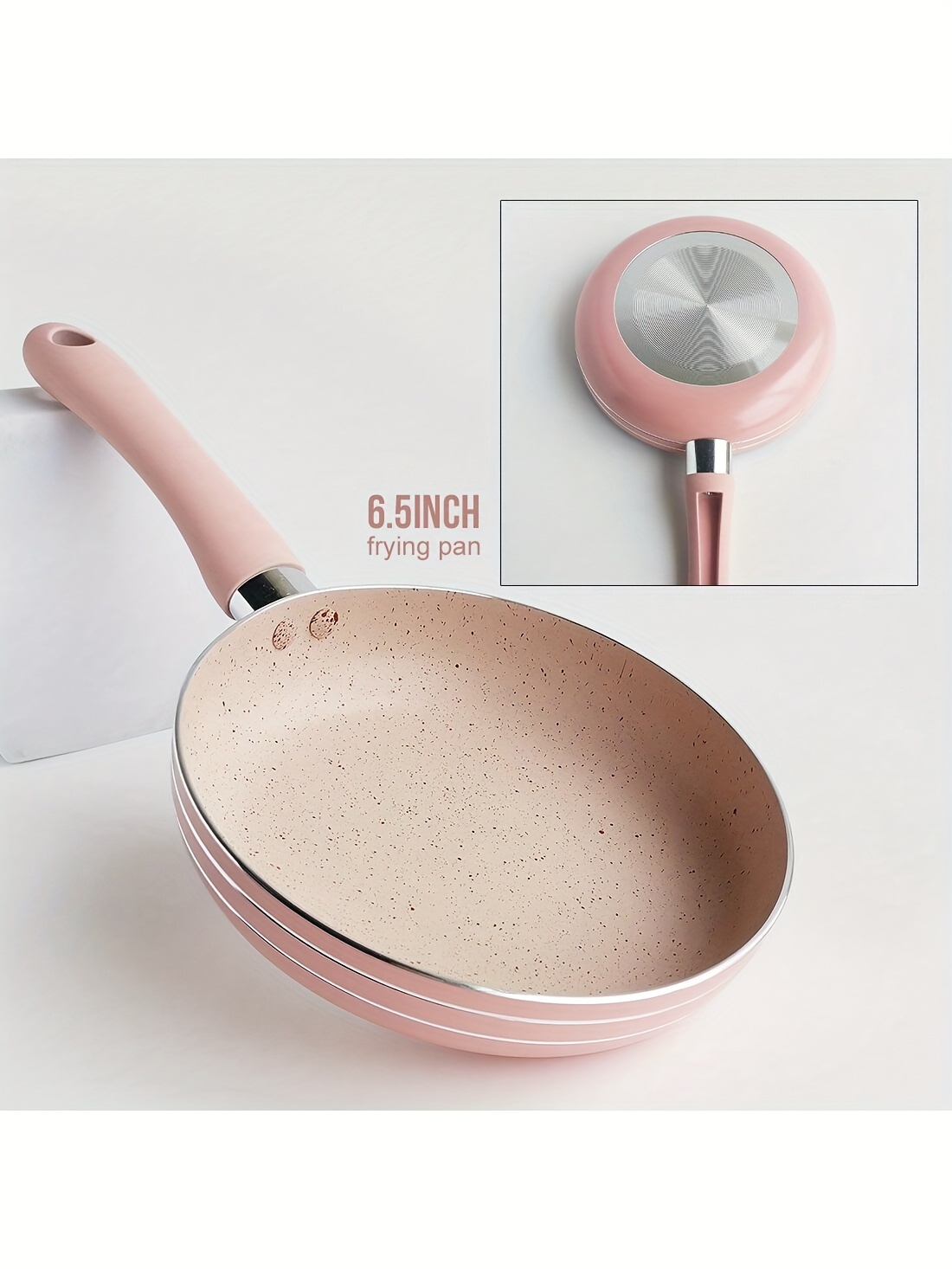 5pcs pink non stick aluminum cookware set   easy clean pans with heat   dishwasher safe for healthy cooking details 5