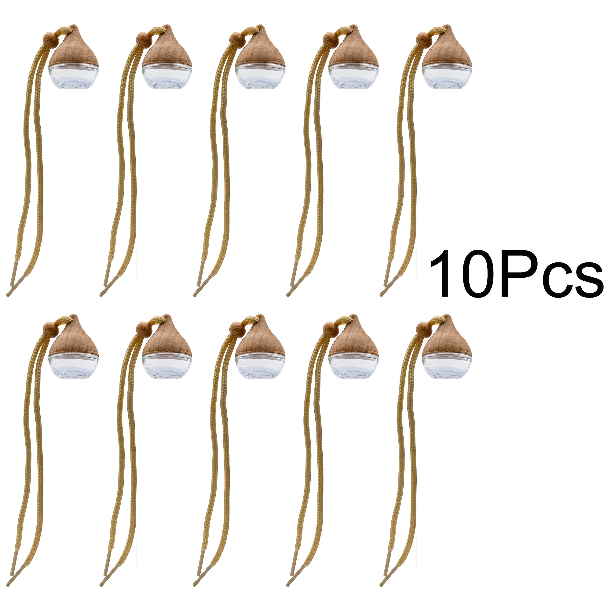 TEMU Lot de 10 flacons de verre rechargeables de 6 ml pour diffuseur d'huiles essentielles, vides, produits chimiques, avec corde de suspension pour