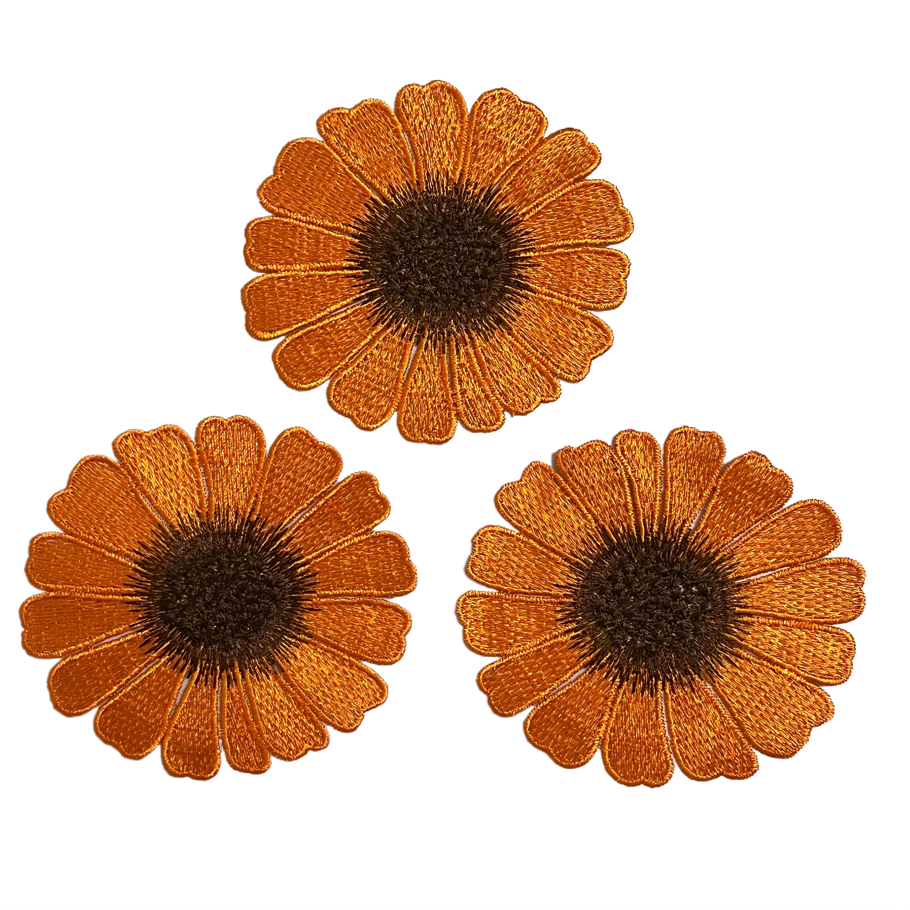 TEMU 3pcs Orange Embroidered Patches, Fashionable Trendy Patches, Clothing Decorative Patches, Cheongsam Accessory Patches, Suitable For Clothing And