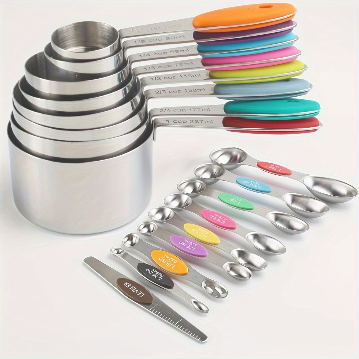 

17pcs Steel Measuring Cup And Spoon Set, Double- Spoon Set Measurement , For Dry And , , Utensils,