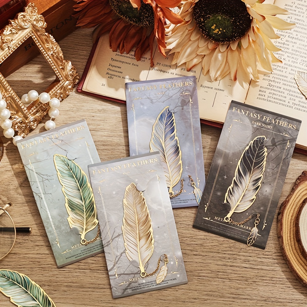 JPJZY BRBAM Metal Feather Bookmark - Initial & Butterfly Pendant, Unique Gift For Book Lovers, Gold