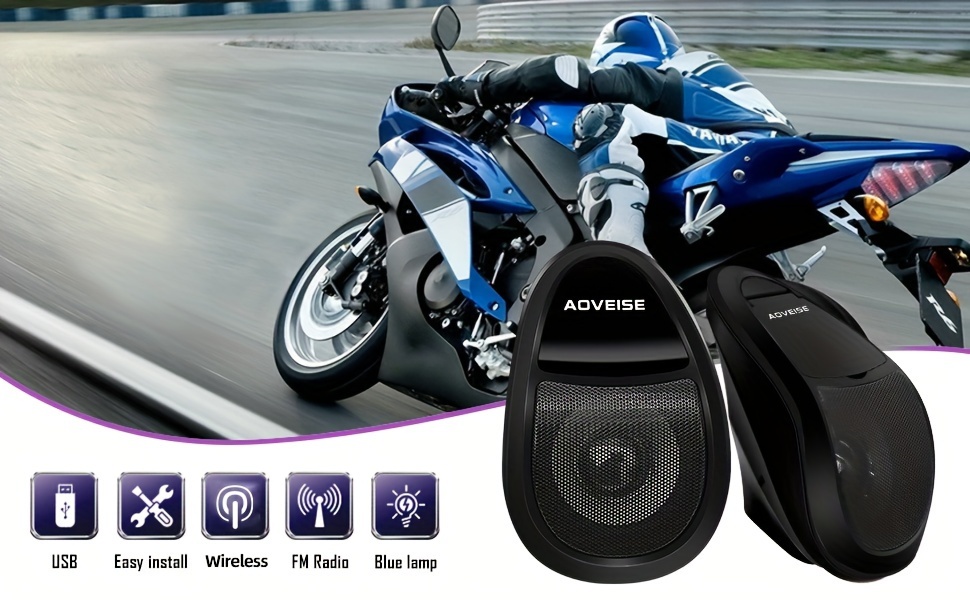 motorcycle wireless speaker system mp3 aux in Temu