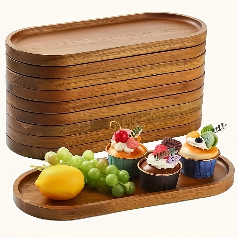 

Wooden Oval Dessert Plate - Mango Wood Serving Tray For Fruits, Desserts, Snacks, Tea - Ideal For Home, Hotel, Commercial Use - Single Pack