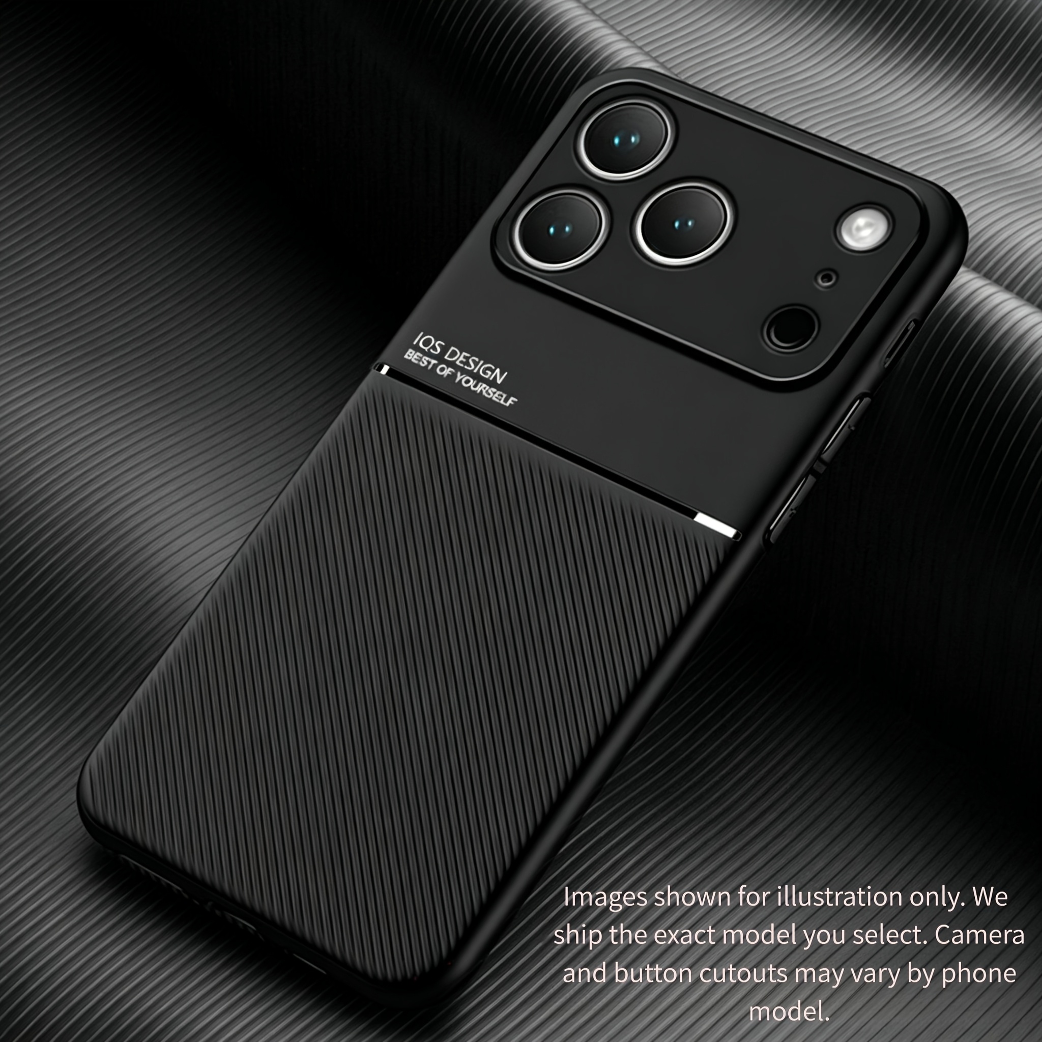 TEMU Phone Case - Leather Texture Magnetic Phone Case Compatible With Iphone 13/14/15/16/17 Pro Max, Built-in Magnetic Sheet For Car Mount, Anti-slip
