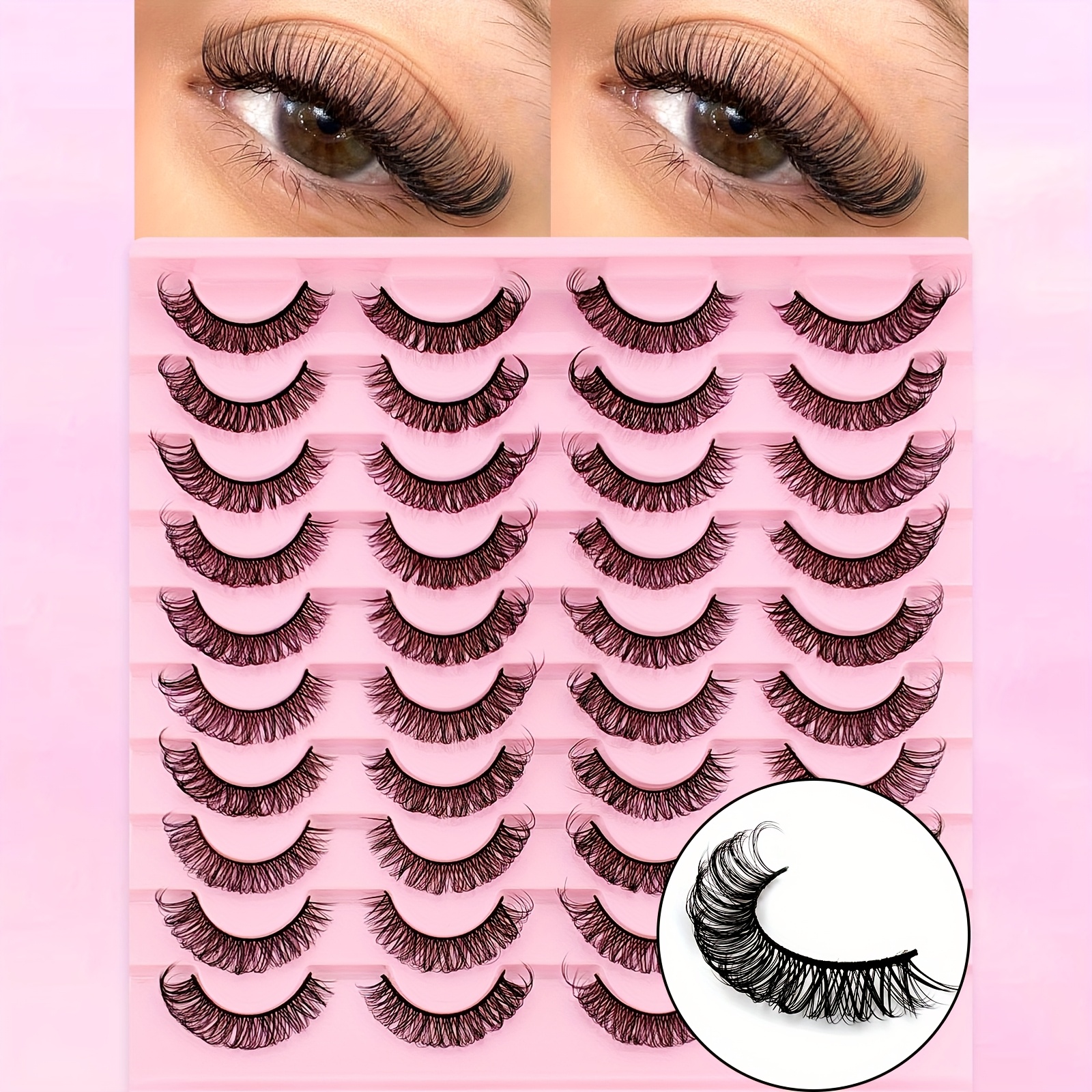 20 Pairs Cat D Fluffy False Eyelashes, Natural, Comfortable, Versatile, Cat , Mink-like Lashes