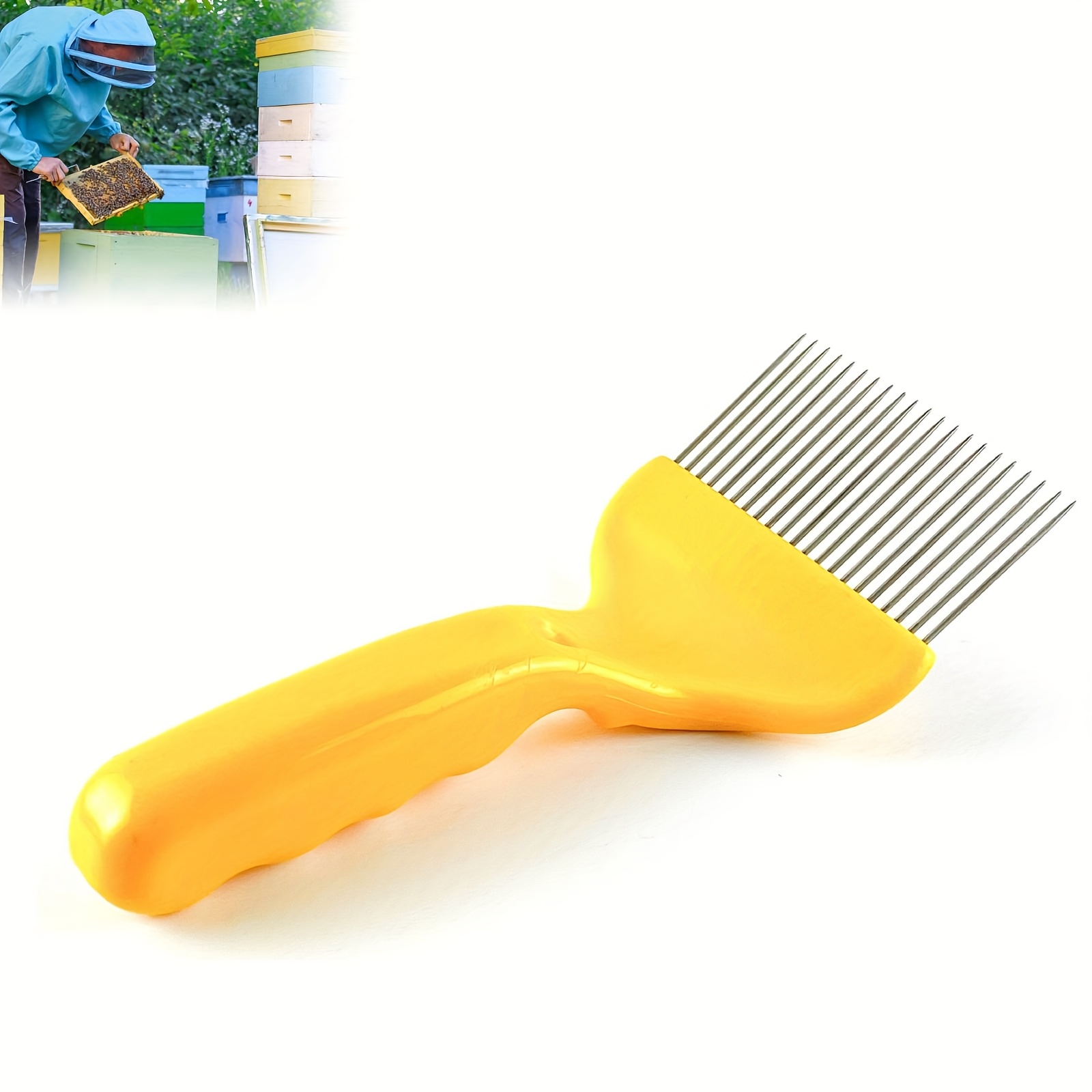 TEMU 1 Thickened Plastic Handle Stainless Steel Fork Beekeeping Tool Beekeeping Supplies