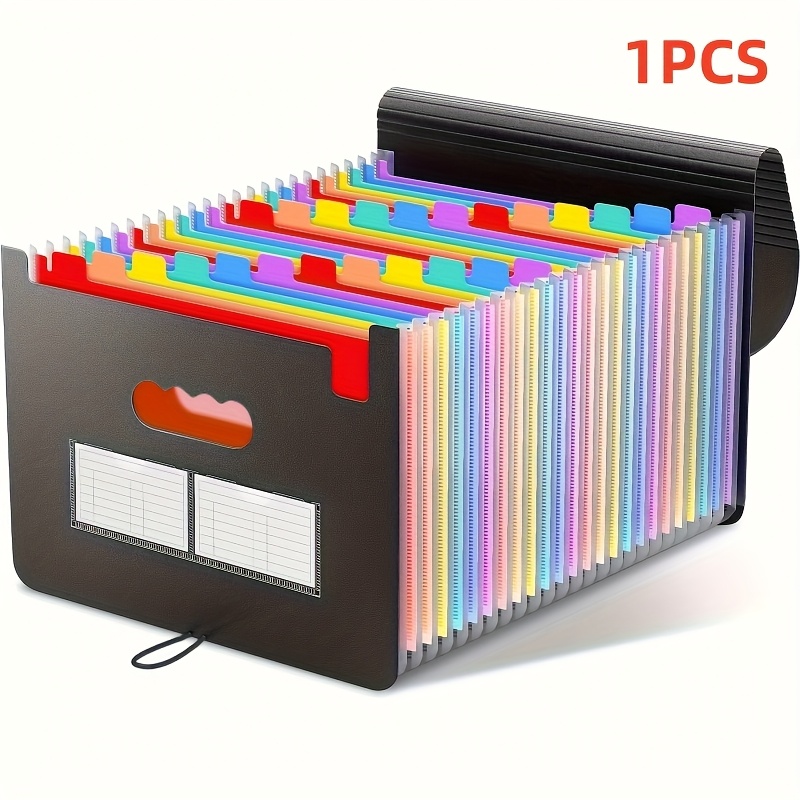 TEMU Organizador de Archivos con 24 Bolsillos, Carpeta Expandible para Documentos con Etiquetas Coloridas A-Z, Portátil para Recibos Mensuales para Escritorio y Oficina en Casa