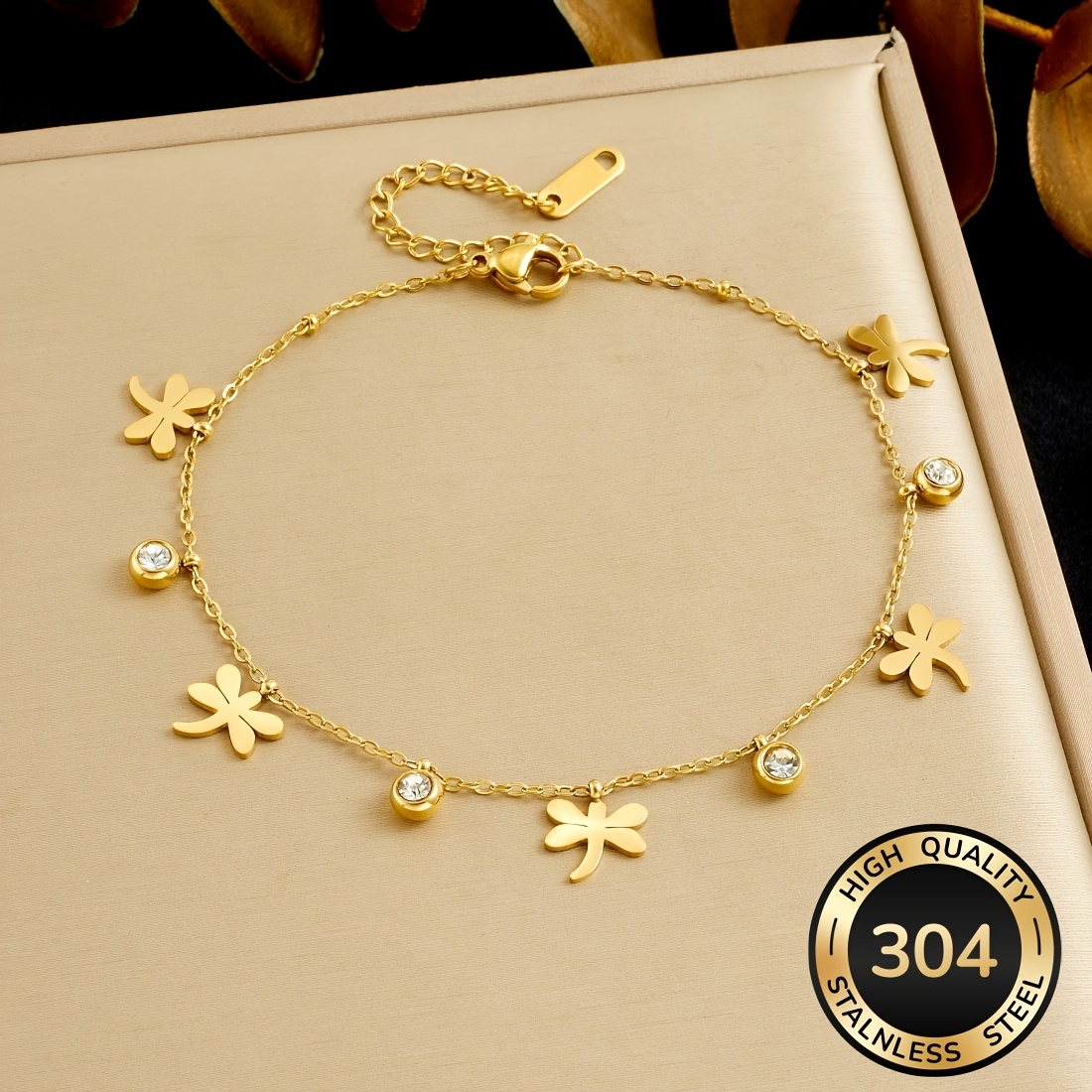 Image of Women's Bracelet 304 Stainless Steel Dragonfly Pendant Fashion Creative Countryside Style Bracelet Daily Wear Jewelry
