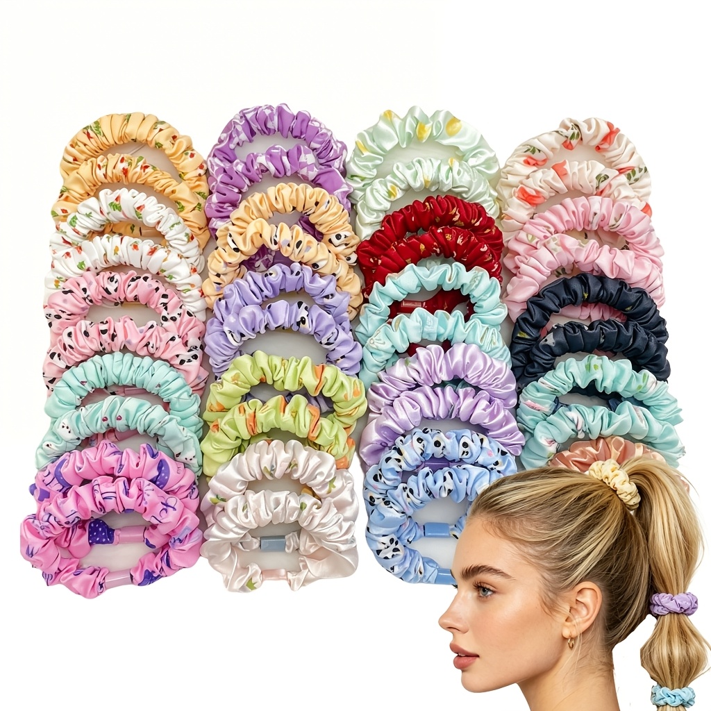 30pcs Random Colour Floral Hair Ties Assortment Set