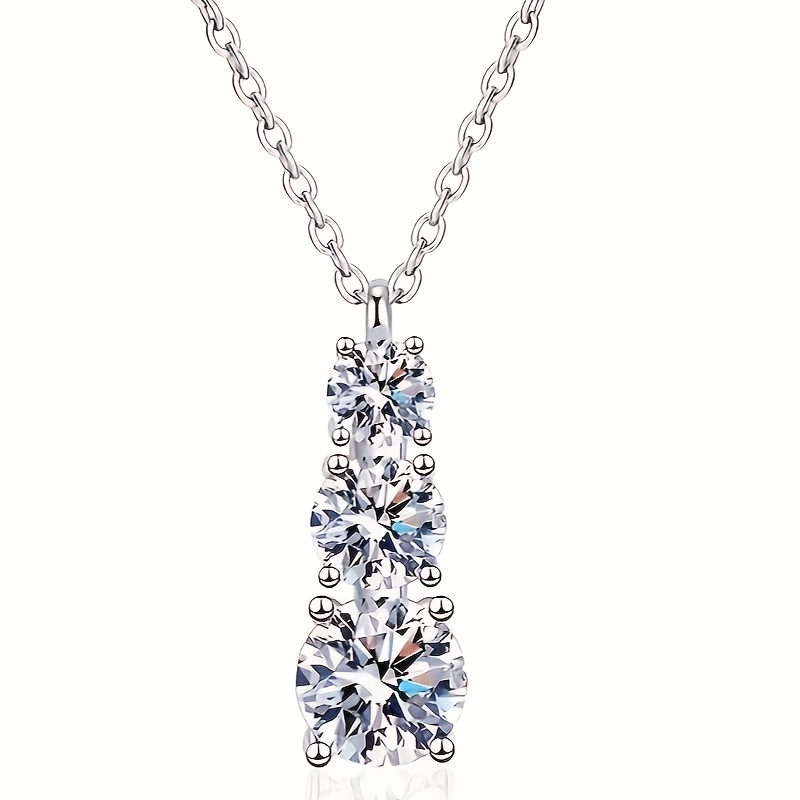 1.8-Carat 925 Sterling Silver Pendant Necklace