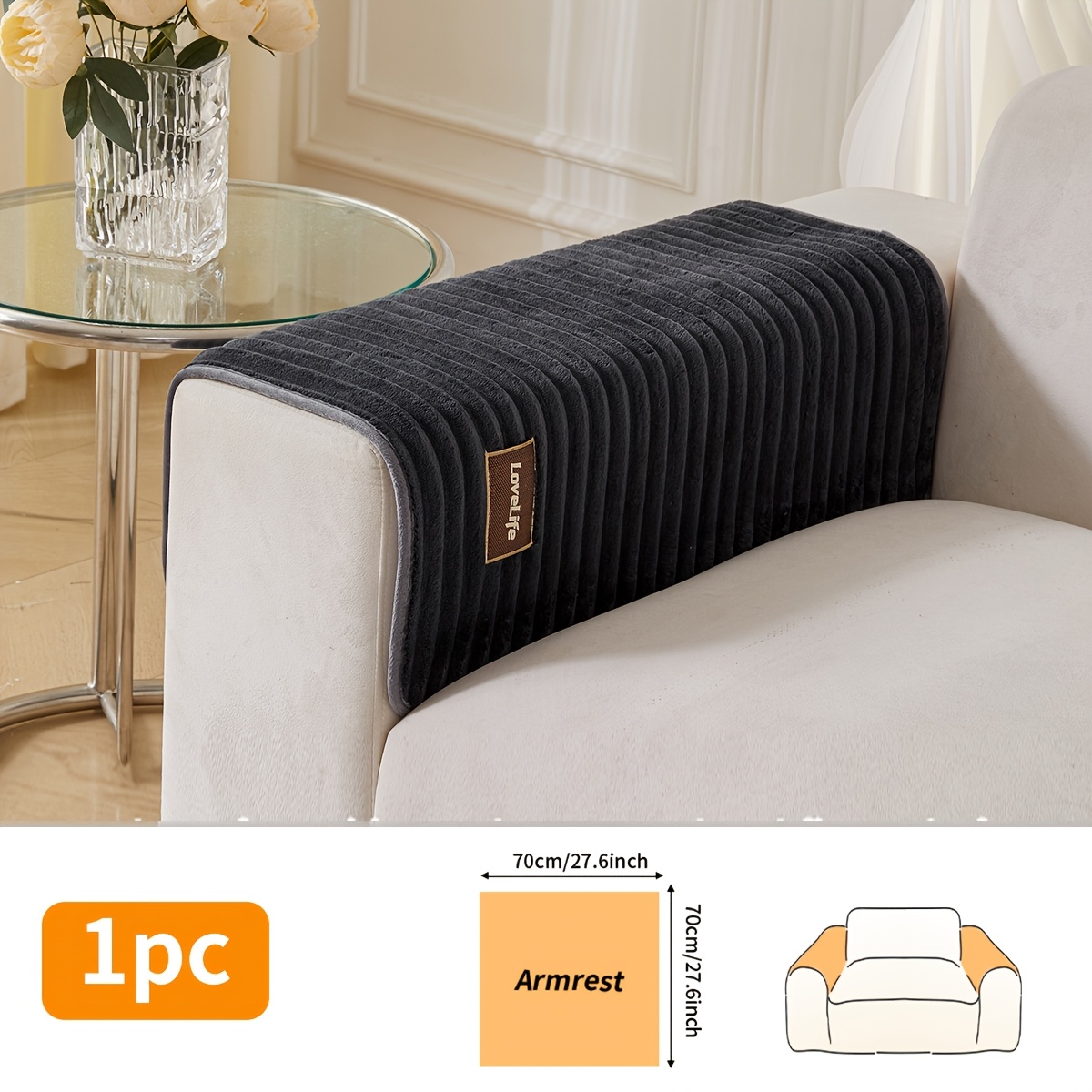 TEMU 1pc Long Plush Sofa Cushion, Labeled Decorative Sofa Cushion, Autumn/winter Plush Luxury High-end, Washable With Anti-slip Particles, Sectional