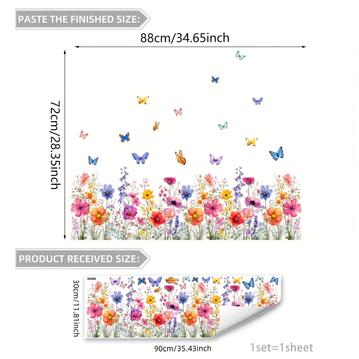E-shop Ein kreativer, doppelseitiger statischer Glassticker mit Frühlingsblumen und Schmetterlingen zur Fensterdekoration D12024-YX