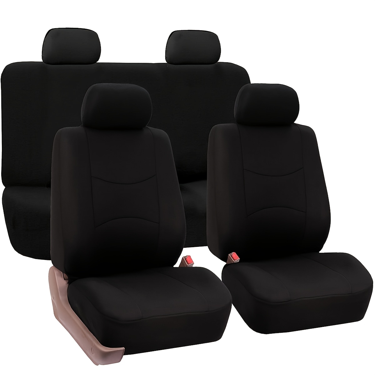 E-shop 9-teiliges stylisches Autositzbezug-Set – 2 Vordersitze + 1 Rückenlehnenbezug + 1 Rücksitzkissenbezug + 5 Kopfstützenbezüge