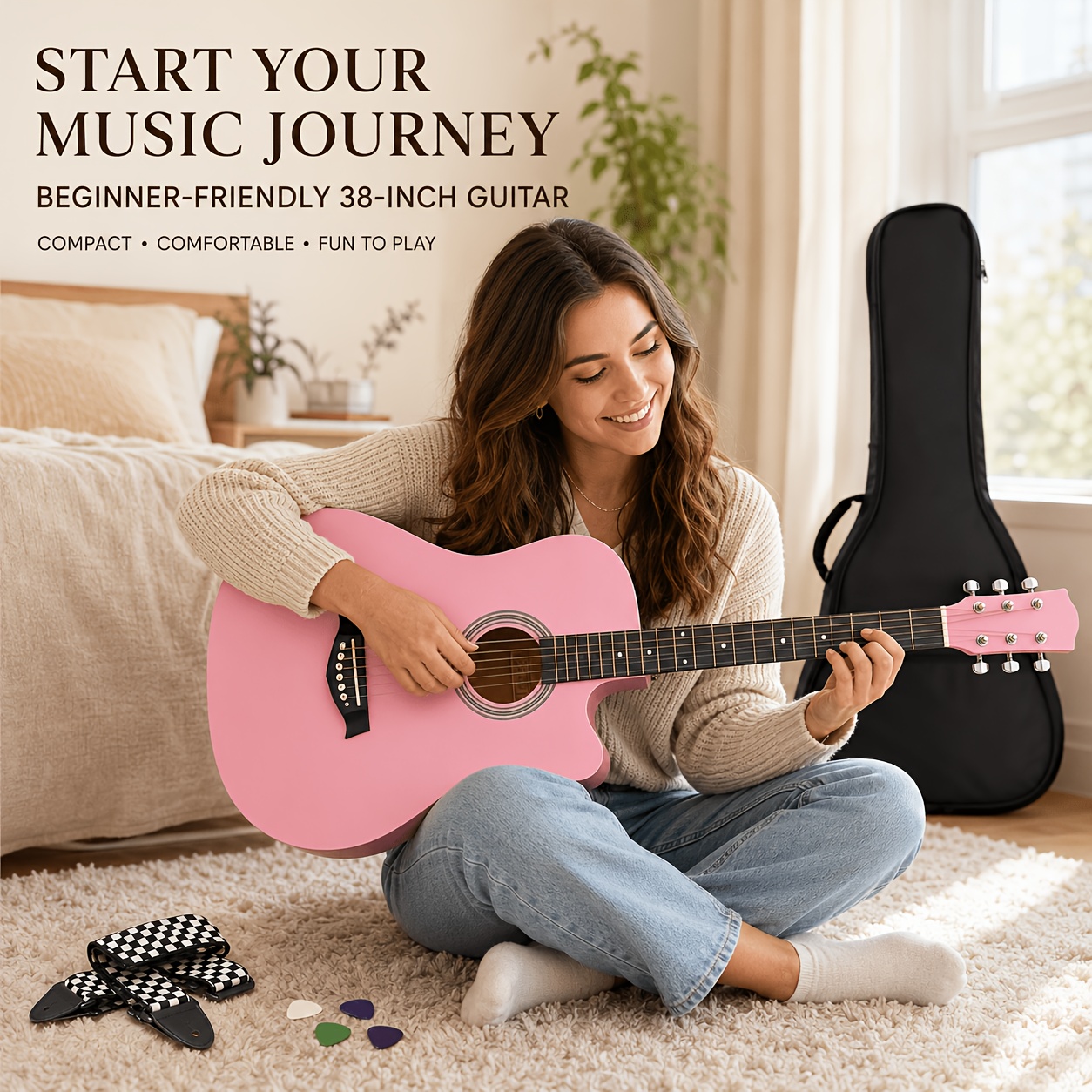 38 Inch Entry-Friendly Cutaway Acoustic Guitar for Beginners, Well... product image 6