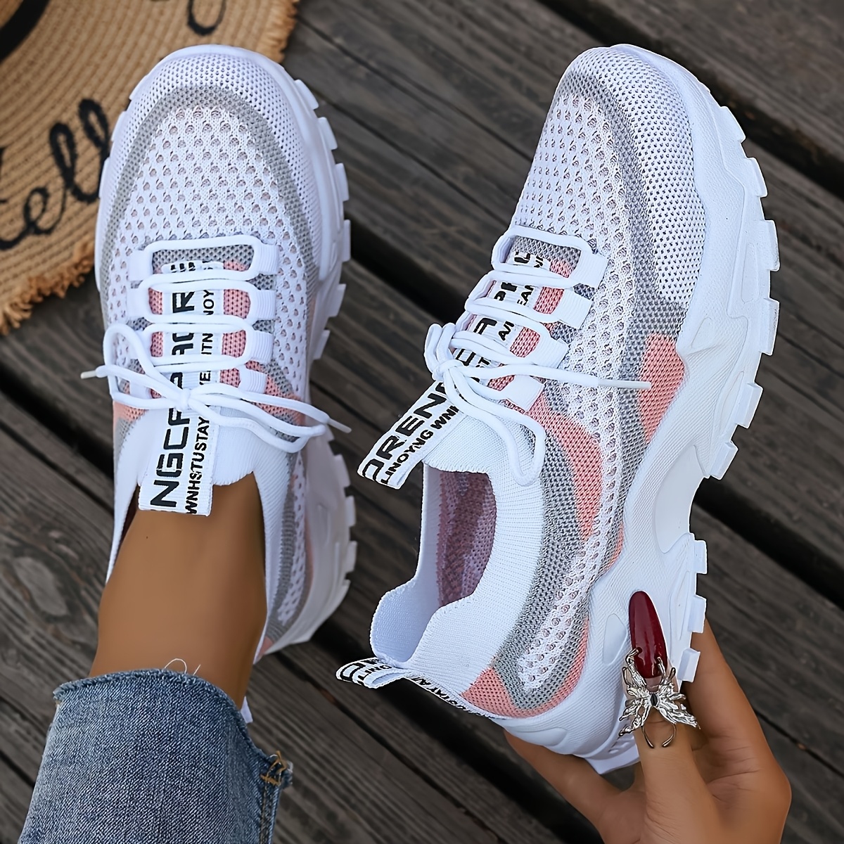 TEMU Chaussures décontractées tendance neuves de haute qualité pour femme, baskets de marche respirantes, légères et à semelle souple, chaussures de