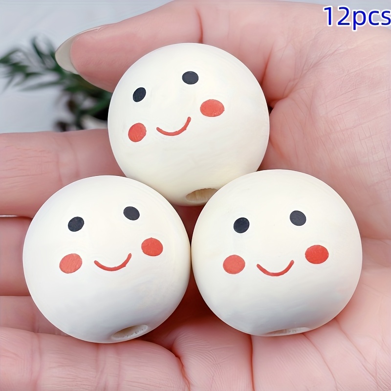 Image of 12pcs 30mm Large Size Wooden Beads With Holes, Blush Wooden Beads For Diy Bracelet Necklace Accessories, Craft Accessories, Suitable For Holiday Decorations, Gift, Bead Assortments