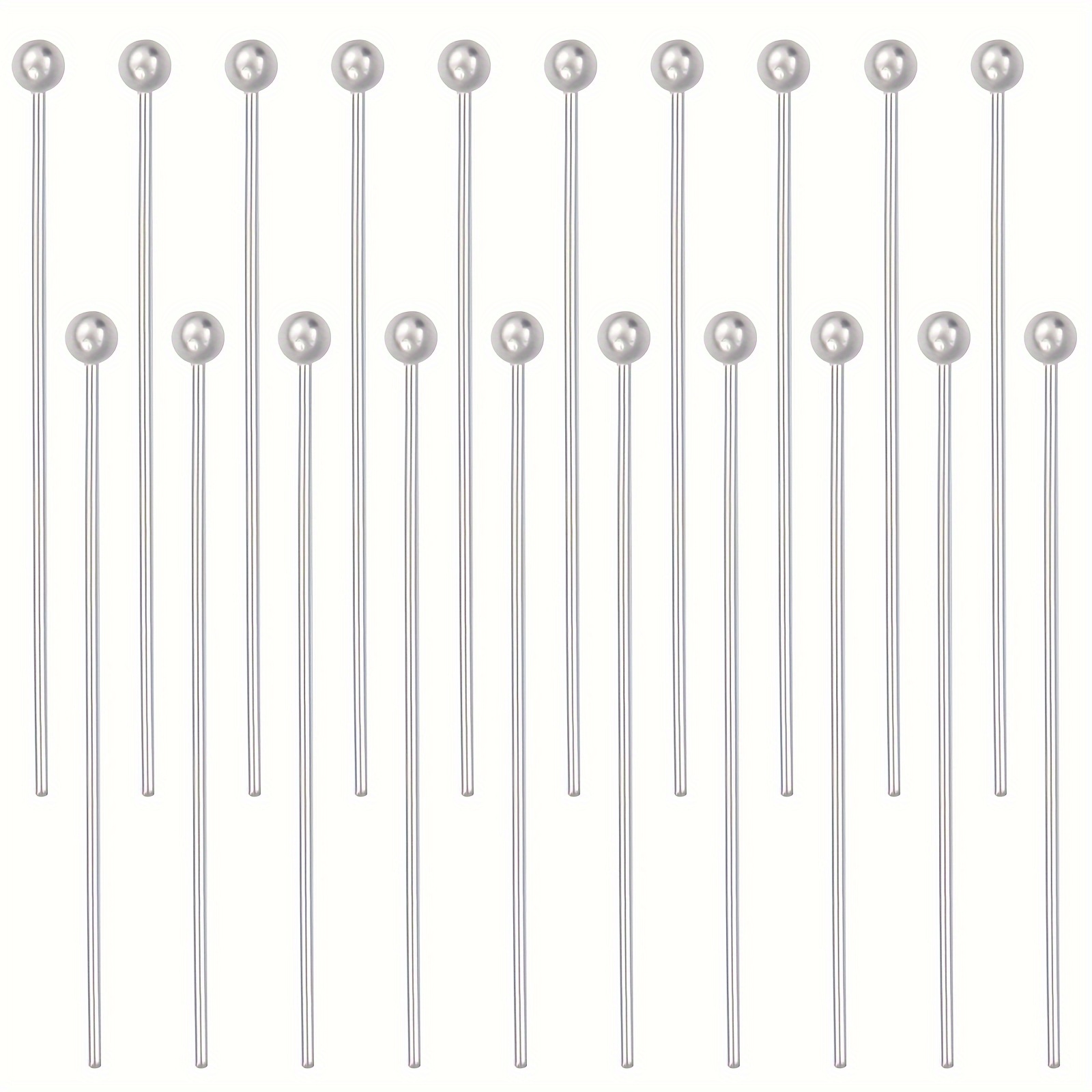 

100-pack 201 Stainless Steel Ball Head Pins For Jewelry Making, Diy Earrings, Charms, And Crafts - Assorted Sizes