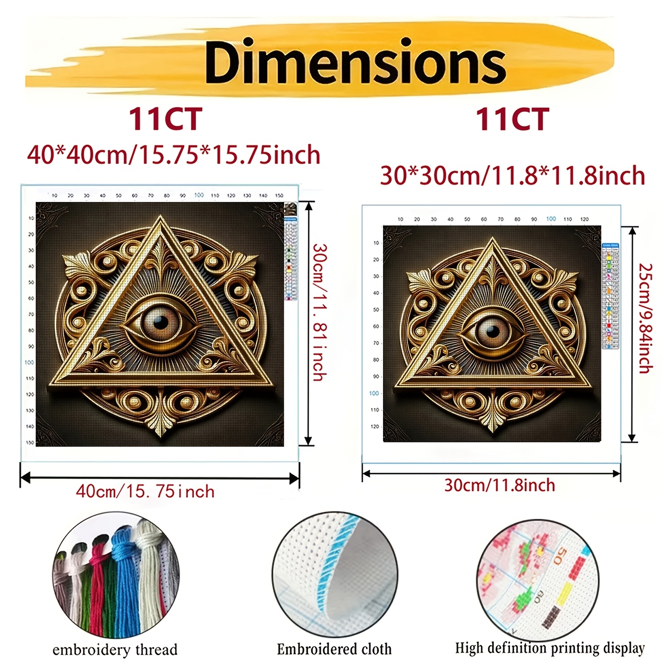 Cross Stitch Kit 'Golden Triangle Eye' Pattern for Beginners