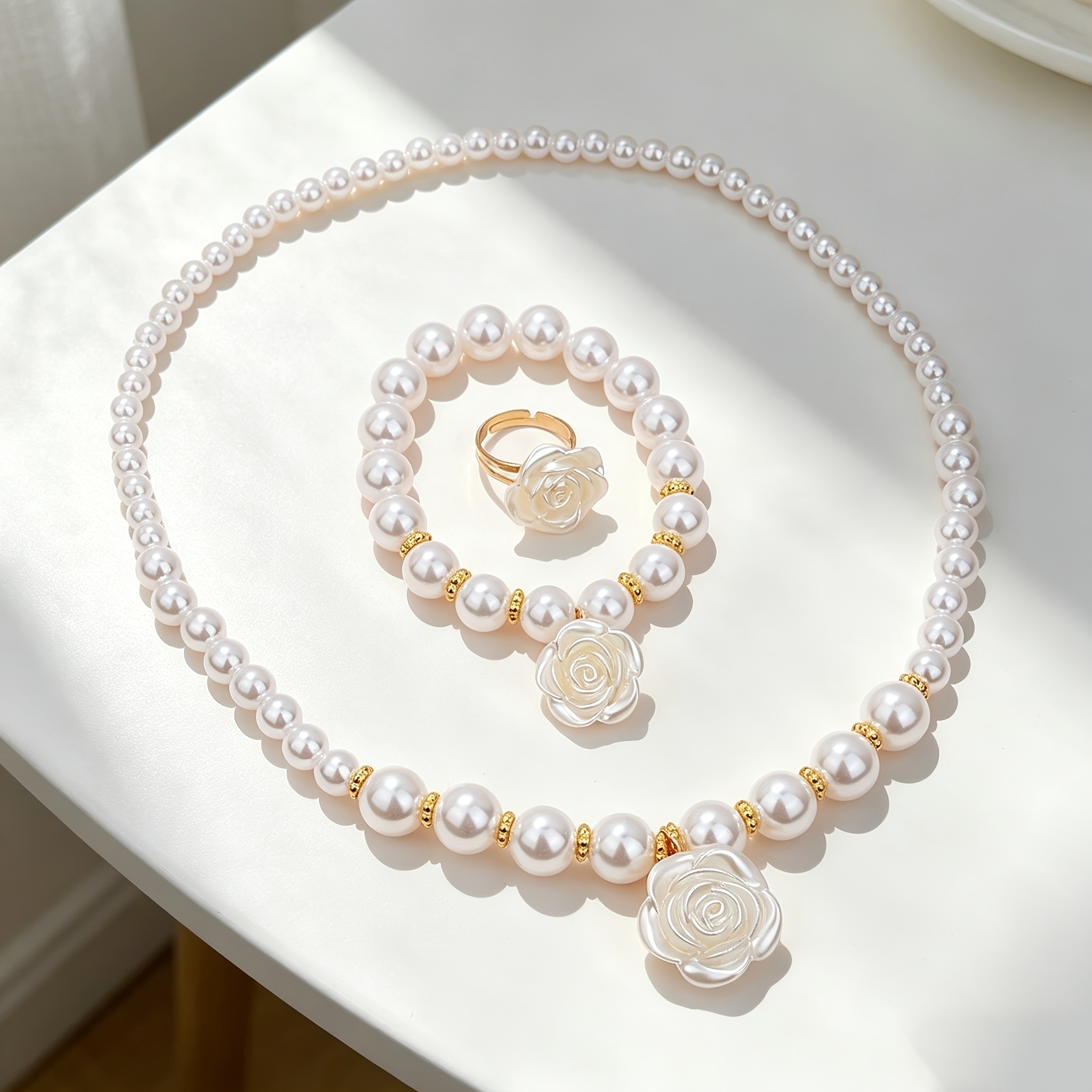 TEMU キッズジュエリー カメワー ネックレス ブレスレット リング 女の子向け おしゃれでかわいい友情アクセサリー パーティー 音 誕生日プントに最適 娘や孫娘へ