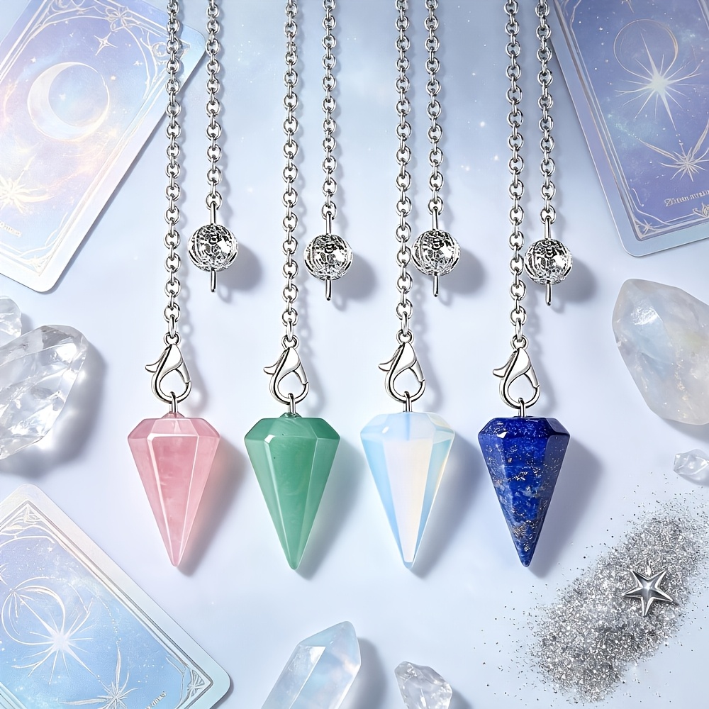 8pcs Crystal Stone Hexagonal Pointed Pendulum Balance Wheel Pendant