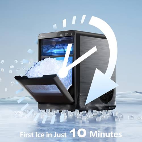 44lbs per day ice maker countertop chewable pebble ice machine with for home kitchen office stainless steel black