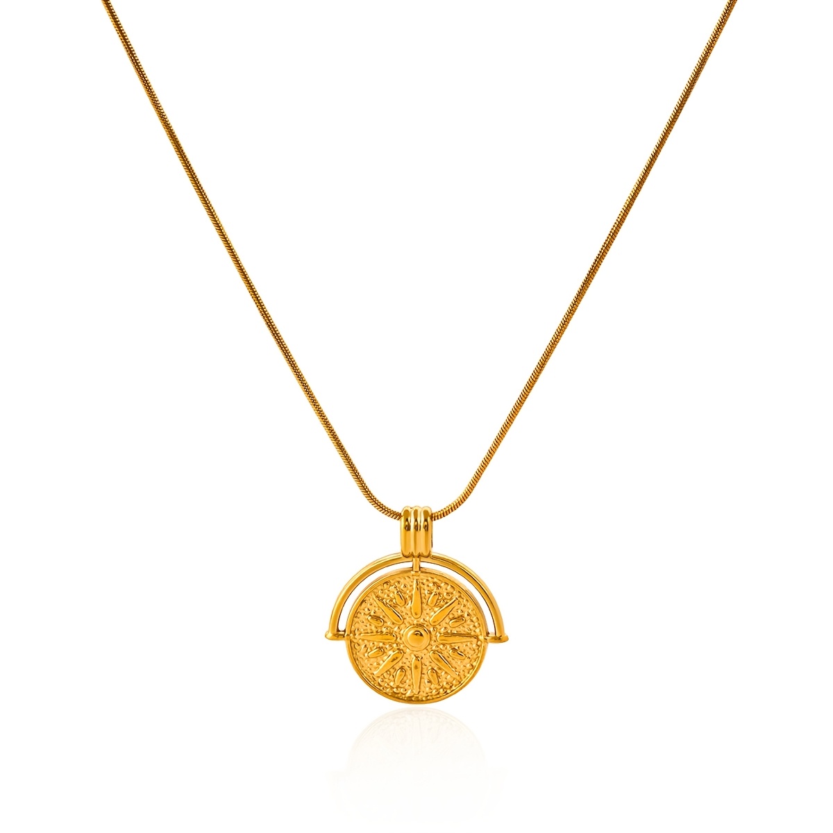 TEMU Collier élégant avec pendentif géométrique en acier inoxydable doré, un accessoire élégant pour femme, adapté à un usage , un cadeau de fêtes et