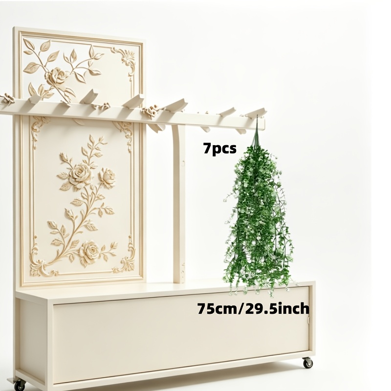 TEMU 7pcs Set Of Artificial Camellia Hanging Plants, Suitable For Indoor And Outdoor Decoration, Pots Not Included. Perfect For Occasions Such As