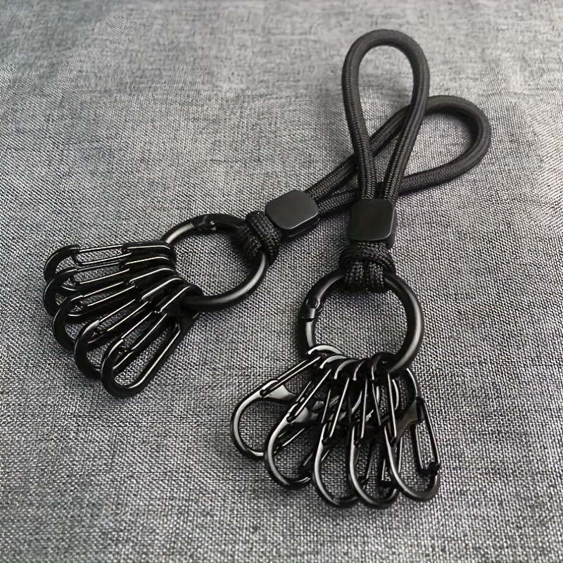 

5pcs Hanging Buckles + 1pc Round Ring + Black Short Rope, Creative Key , Black Round Ring Hanging Spring Key , Full , Key Chain Backpack Pendant, Item Pendant,