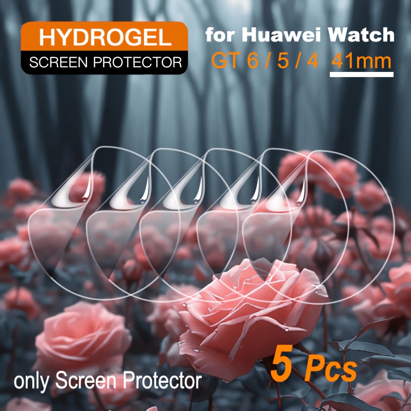 TEMU 5pcs Screen Protector, Suitable For Huawei Watch Gt6/ /gt4/gt 6 Pro/ Pro 41mm Smartwatch, Tempered Glass, Anti-scratch, Bubble-free