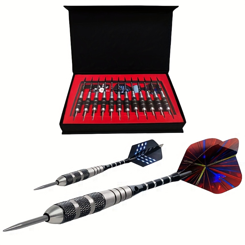 Image of Darts Metal Tip Set 22g Professional Metal Darts For Dartboard Steel Tip Darts With Nonslip Iron Aluminum Dart Shafts, Extra Flights, Dart Sharpener, Gift Box