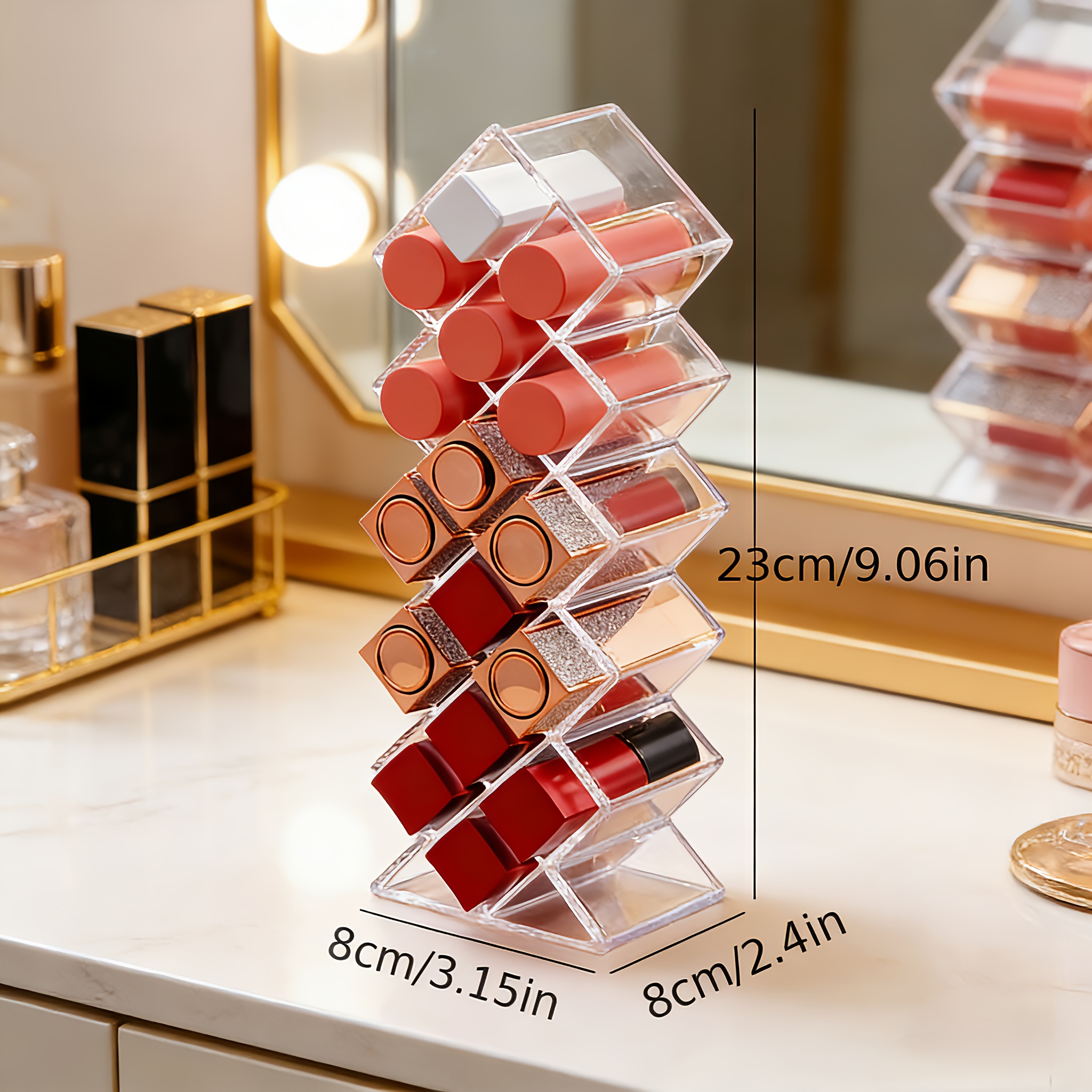 Image of A Storage Rack For Lipsticks With 12 Or 16 Compartments, Featuring Multiple Sections For Organizing And Displaying Lip Gloss And Your Desk