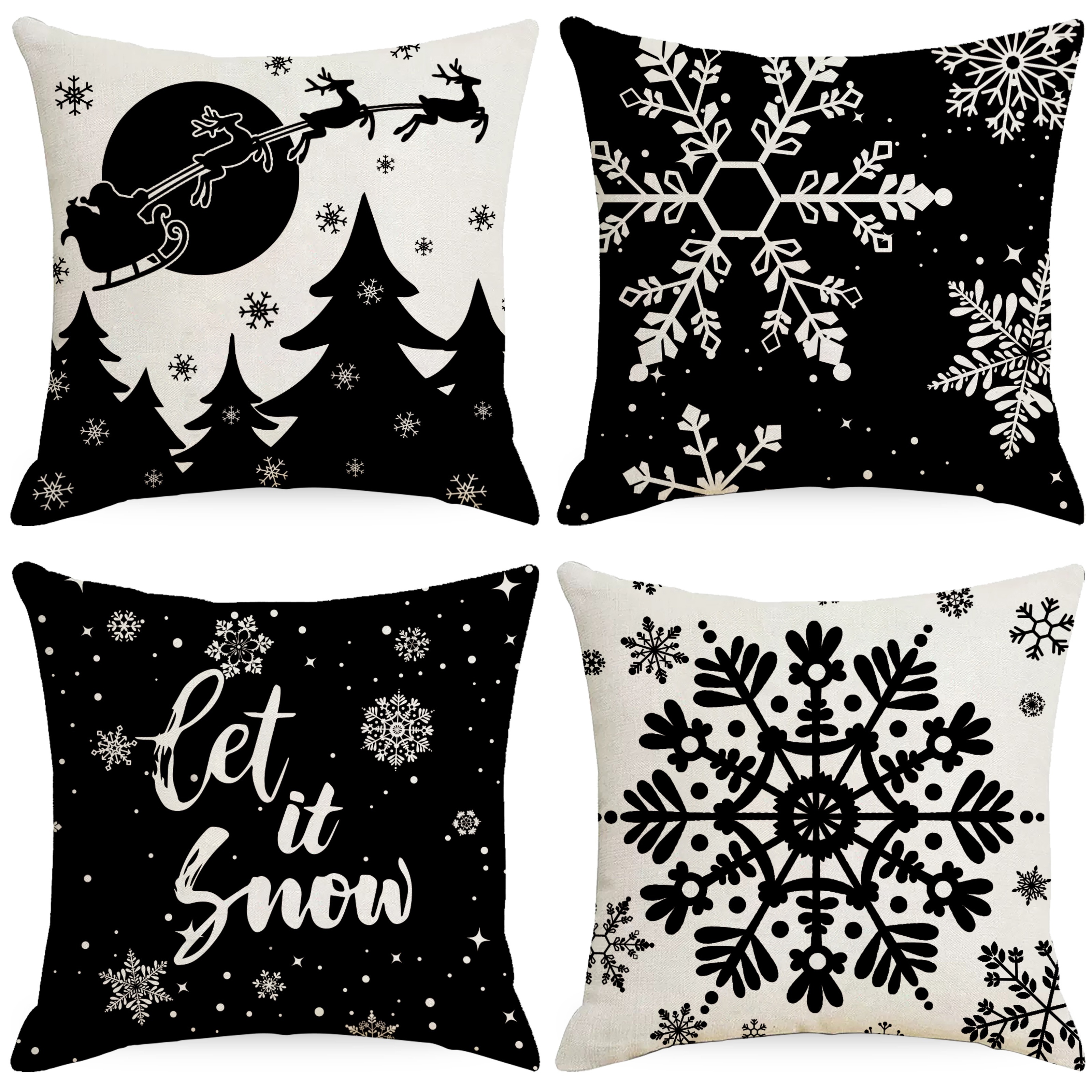 

4pcs Linen Christmas , 18x18in, Christmas & , , , , , For Sofa Decor