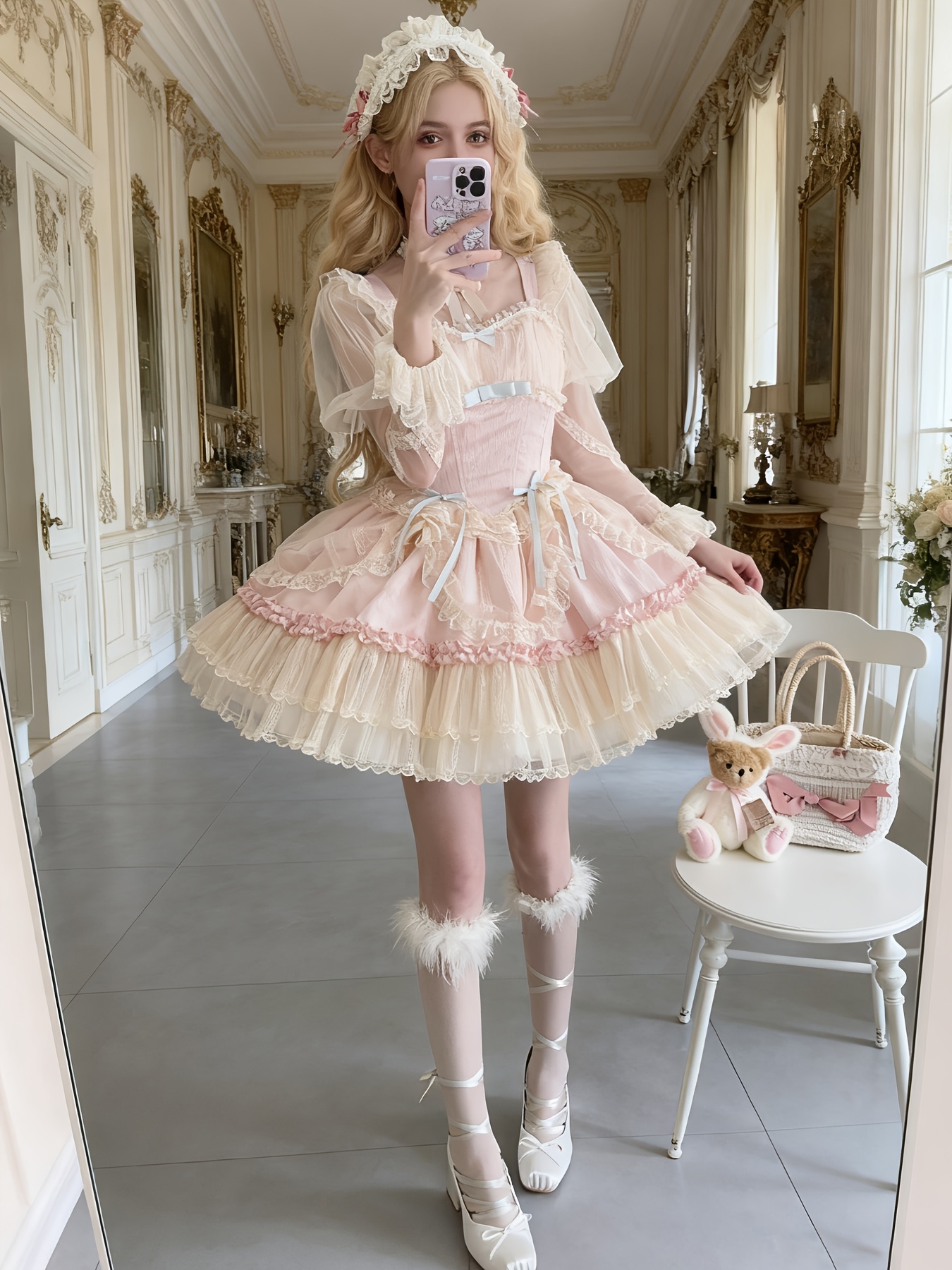 open lace back dress Zapaka Women Hot Pink Prom Dress with Ruffles A-Line Puff Sleeves Party Dress, Hot Pink / US12