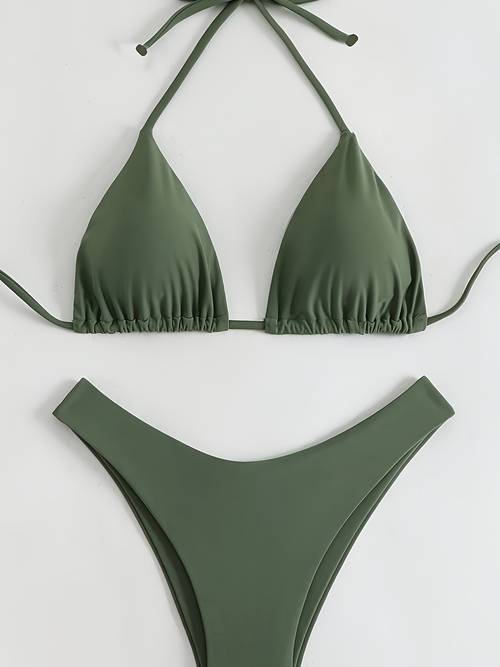 traje de baño bikini ladies , de color liso de 2 piezas