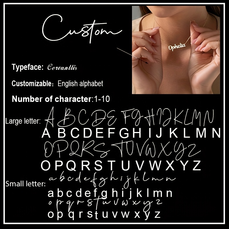 TEMU Custom Name Necklace 304 304 304 304 Stainless Steel Jewelry Personalized Handmade Custom Cursive Font Pendant Unisex Daily Versatile Clothing