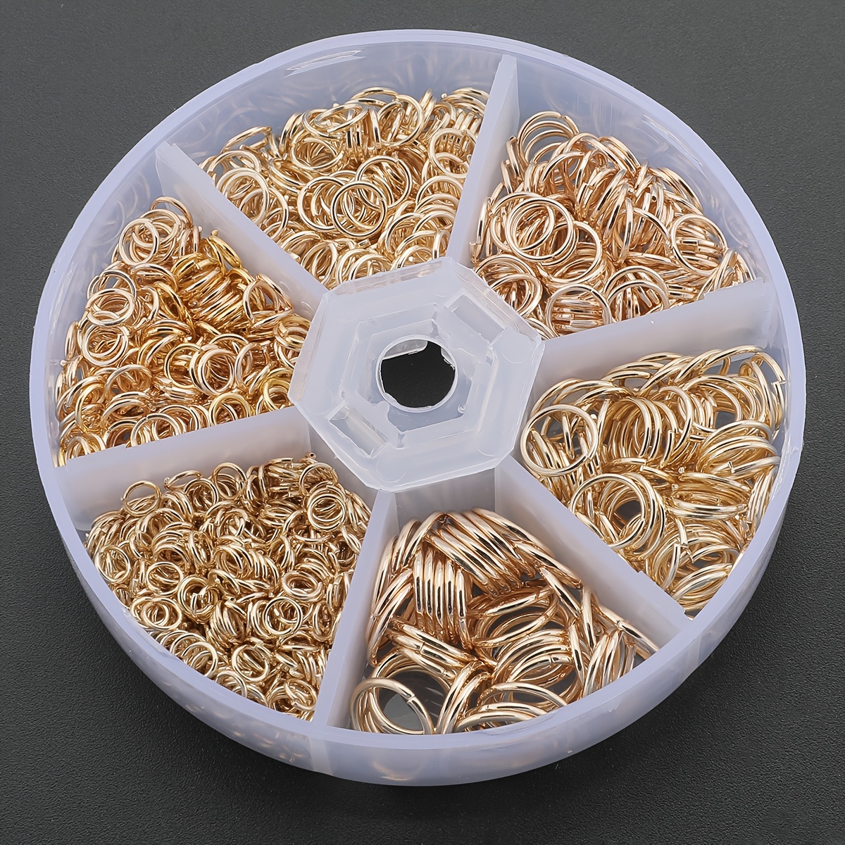 E-shop 1200-teiliges Schmuck-Verbindungsring-, Kunststoffbox Metallarmband Schnalle, inklusive 4 mm, 5 mm, 6 mm, 7 mm, 8 mm, 10 mm 6 Größen von
