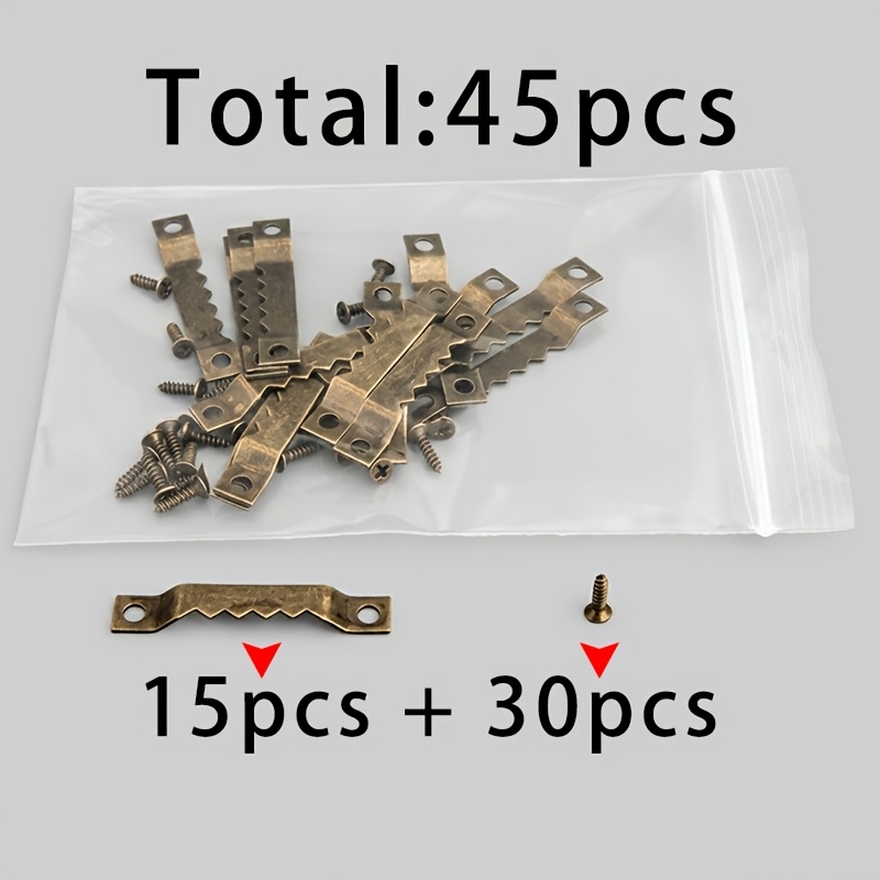 TEMU 15pcs Of Antique Bronze Serrated Wall Hooks + 30pcs Of 2x8 Screws, Totaling 45pcs, 15pcs Antique Bronze Sawtooth Wall Hooks For Picture Frames