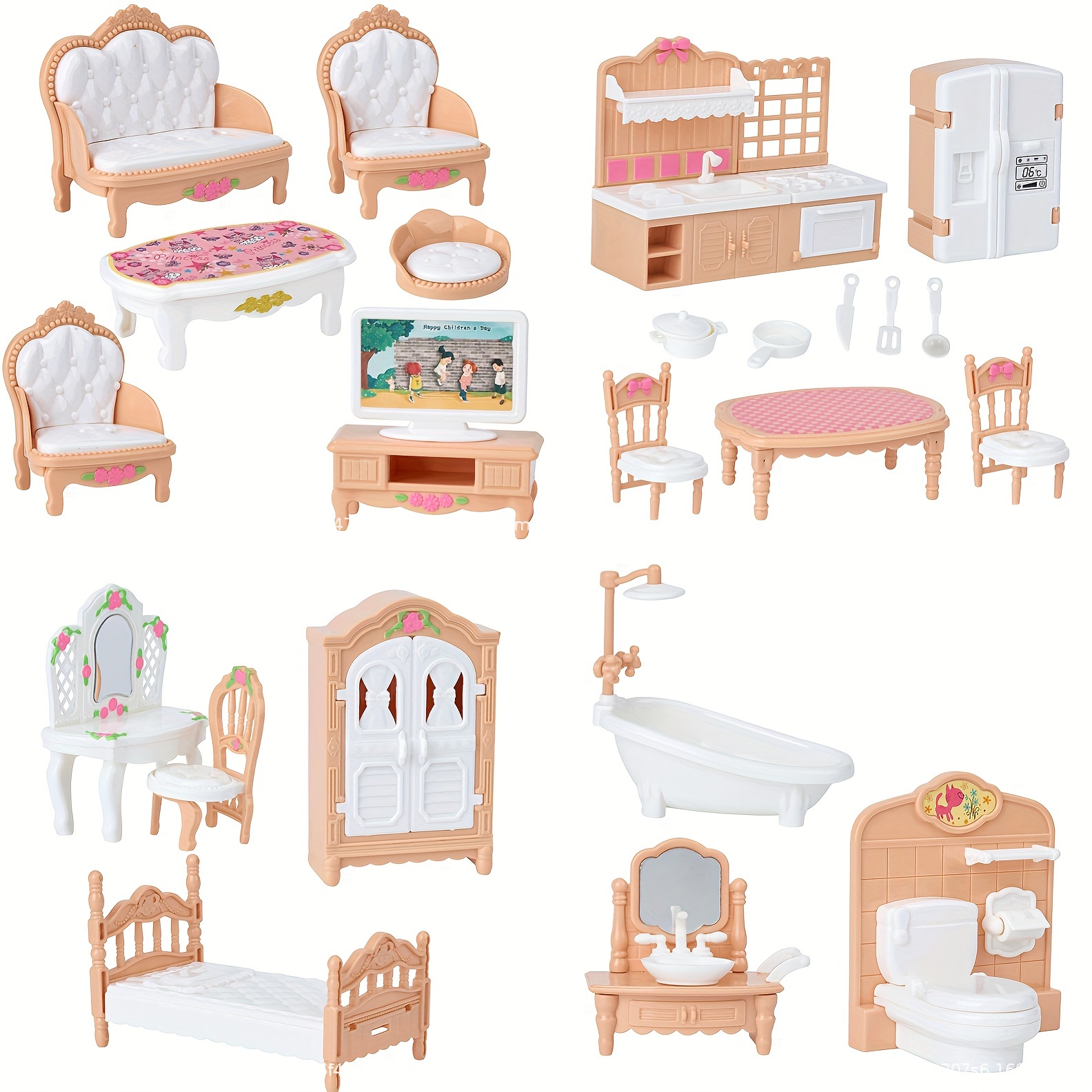 

1:12 Miniature Furniture Set For Dollhouse - Bedroom, Living Room, Kitchen, Bathroom Accessories - Gift Christmas, Gift