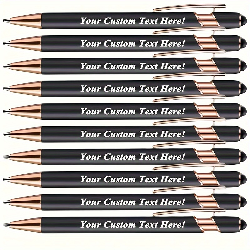Customized 10 Luxury Personalized Ballpoint Pens, Exquisite Customized Pens, Capacitive Touch Head, , Anniversaries, Day, Birthdays, Teacher's Day, Parties Or Any Other Special Occasion. Black Ink