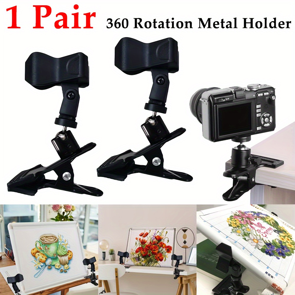 

2pcs Embroidery Stand Clamp, Non-slip Adjustable Stitch Holder, Rotatable Metal Mount For Cameras And Art Projects