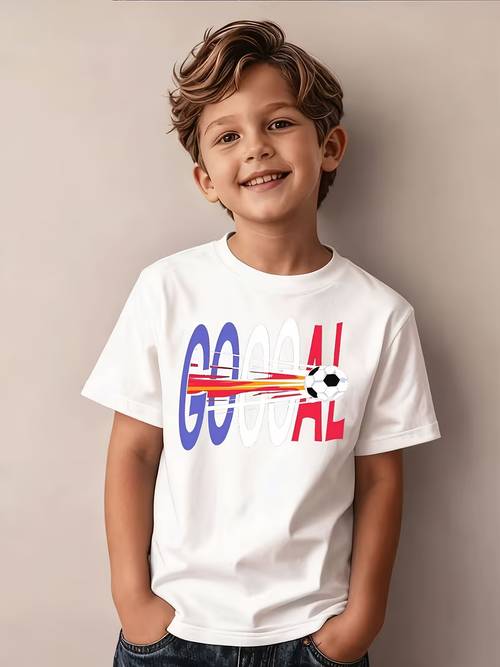 boys t shirt casual fashion athletic style gooooal soccer pattern kids clothing suitable for 5 13 year old boys daily