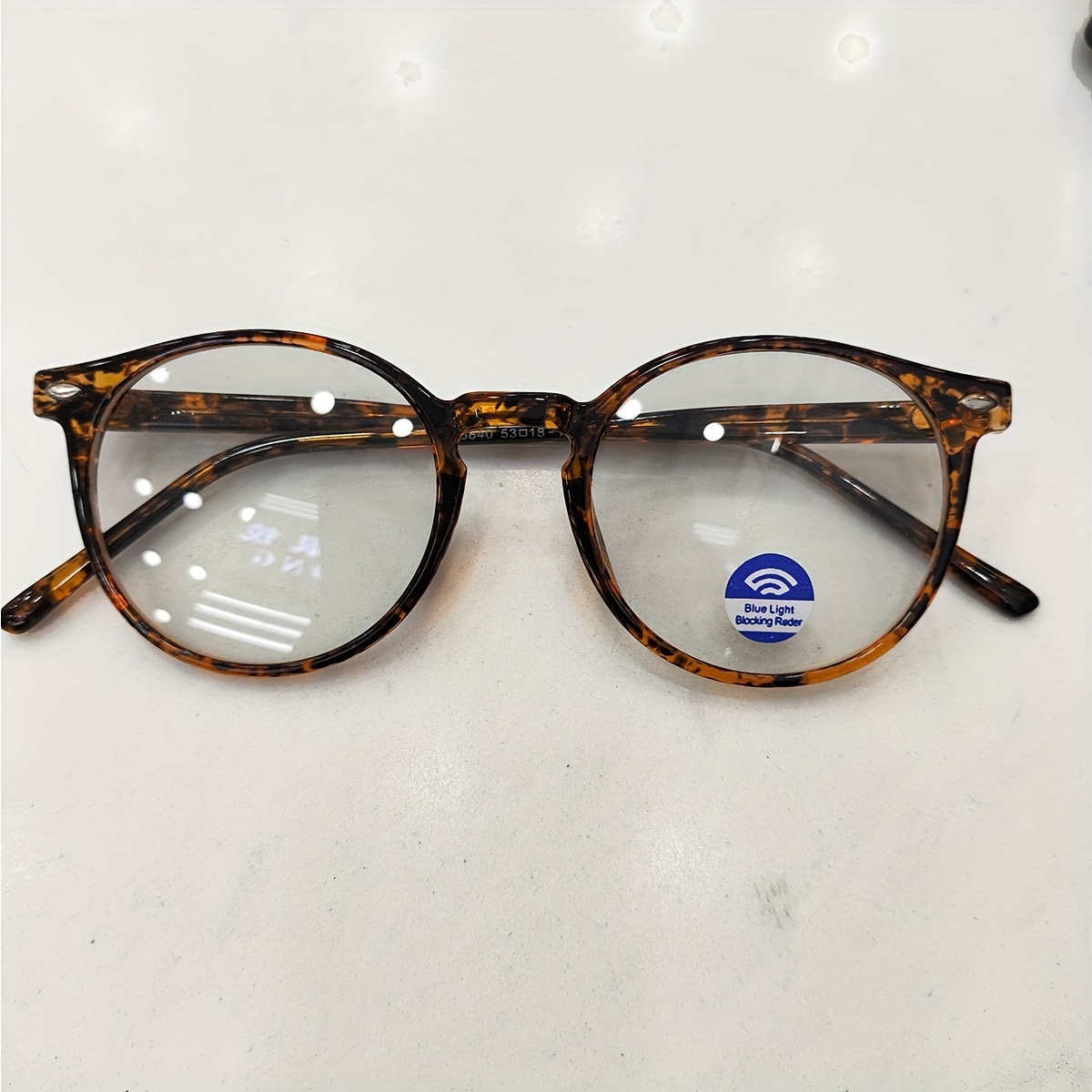 

Tortoiseshell Round Fashion Clear Lens Glasses For Women Men, Lightweight Tr90 Computer Glasses Spectacles Frame