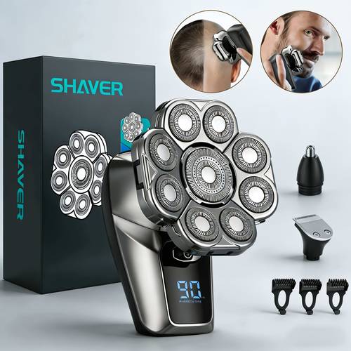 mens nine bit electric shaver bald machine usb charging design nose hair device hair clipper all in one combination suit one machine with multiple functions and high cost performance