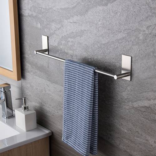 1pc Stainless Steel Towel Bar, Shower Towel Rack For Bathroom, Wall Mounted Towel Holder, Single Rod Towel Shelf, Bathroom Accessories
